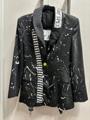 X - Ray Spex Punk Bondage Jacket - Black Paint Splatter Upcycled Statement Piece - Reckless Swagger