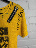 Yellow Clash Stitch Skull SS Top - Reckless Swagger