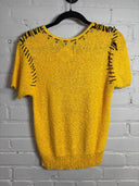 Yellow Clash Stitch Skull SS Top - Reckless Swagger
