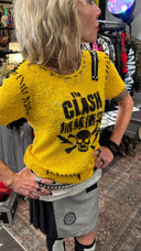 Yellow Clash Stitch Skull SS Top - Reckless Swagger