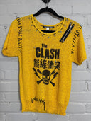 Yellow Clash Stitch Skull SS Top - Reckless Swagger